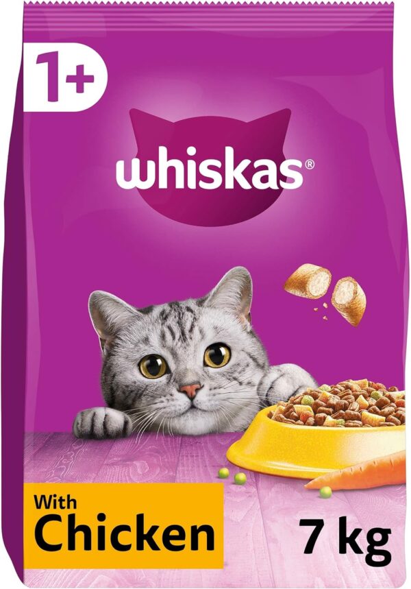 1+ Adult Dry Cat Food - 7kg - Biscuits Made with Chicken